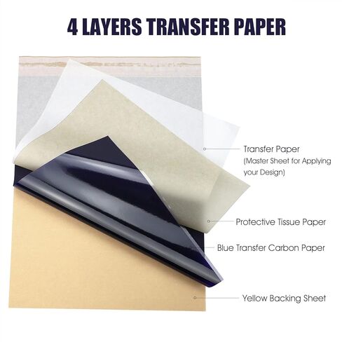 ورق نقل الوشم المحسن من BIOMASER، 100 ورقة من ورق استنسل الوشم للوشم، ورق طابعة الوشم بحجم A4، 4 طبقات من ورق تتبع النقل الحراري، وشم DIY مع ثقب سهل المسيل للدموع in Kuwait