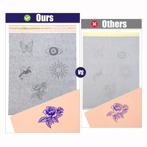 ورق نقل الوشم المحسن من BIOMASER، 100 ورقة من ورق استنسل الوشم للوشم، ورق طابعة الوشم بحجم A4، 4 طبقات من ورق تتبع النقل الحراري، وشم DIY مع ثقب سهل المسيل للدموع in Kuwait
