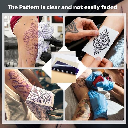 ورق نقل الوشم المحسن من BIOMASER، 100 ورقة من ورق استنسل الوشم للوشم، ورق طابعة الوشم بحجم A4، 4 طبقات من ورق تتبع النقل الحراري، وشم DIY مع ثقب سهل المسيل للدموع in Kuwait