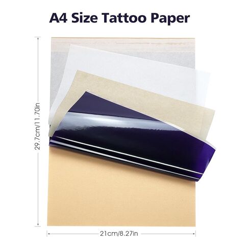 ورق نقل الوشم المحسن من BIOMASER، 100 ورقة من ورق استنسل الوشم للوشم، ورق طابعة الوشم بحجم A4، 4 طبقات من ورق تتبع النقل الحراري، وشم DIY مع ثقب سهل المسيل للدموع in Kuwait