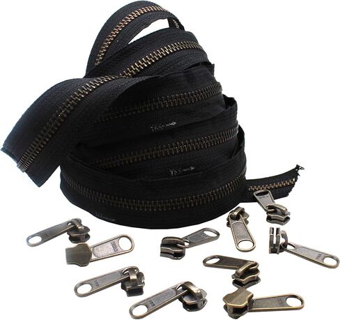 5 Yards of YKK #5 Antique Brass Zipper Chain + 10#5 Non-Locking Long Pull Sliders in Saudi Arabia