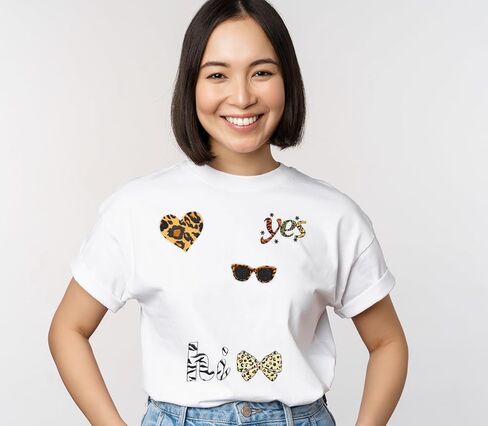 28PCS Leopard Print Fashion Iron on Patches Set, Trendy Animal Pattern Embroidered Appliques, DIY Iron On Patches for Clothes, Jackets, Bags in Saudi Arabia