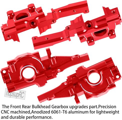 Aluminum Front Rear Bulkhead Gearbox Steel Diff Gear Upgrades for 1/16 E-Revo VXL,Slash 4WD,Summit,Alloy RC Gearbox w/Transmission Gear Hops Up,Red in Saudi Arabia