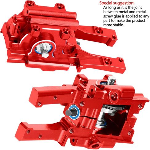 Aluminum Front Rear Bulkhead Gearbox Steel Diff Gear Upgrades for 1/16 E-Revo VXL,Slash 4WD,Summit,Alloy RC Gearbox w/Transmission Gear Hops Up,Red in Saudi Arabia