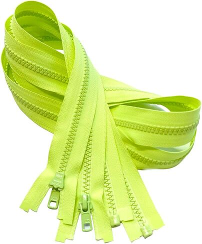 2pcs YKK #5 Molded Plastic One-Way Separating, Open-End Jacket Zippers Auto Pull - Tape Color: Neon Yellow #804W - Choose Your Length (Neon Yellow #804W, 29" Inches) in Saudi Arabia