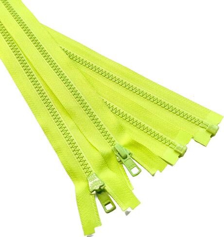 2pcs YKK #5 Molded Plastic One-Way Separating, Open-End Jacket Zippers Auto Pull - Tape Color: Neon Yellow #804W - Choose Your Length (Neon Yellow #804W, 29" Inches) in Saudi Arabia