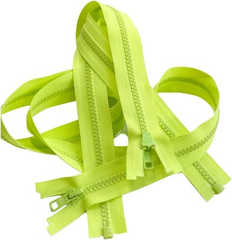 2pcs YKK #5 Molded Plastic One-Way Separating, Open-End Jacket Zippers Auto Pull - Tape Color: Neon Yellow #804W - Choose Your Length (Neon Yellow #804W, 29" Inches) in Saudi Arabia