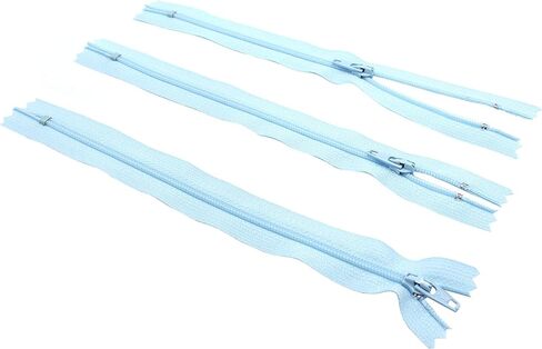 22" #3 Skirt & Dress Nylon Coil Lightweight YKK Closed Bottom Zippers for Sewing Craft & Apparel - Length: 22" Inches - Choose Your Quantity - Color: Candy Blue #542 - Made in The United States (3) in Saudi Arabia