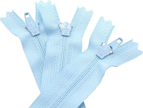 22" #3 Skirt & Dress Nylon Coil Lightweight YKK Closed Bottom Zippers for Sewing Craft & Apparel - Length: 22" Inches - Choose Your Quantity - Color: Candy Blue #542 - Made in The United States (3) in Saudi Arabia