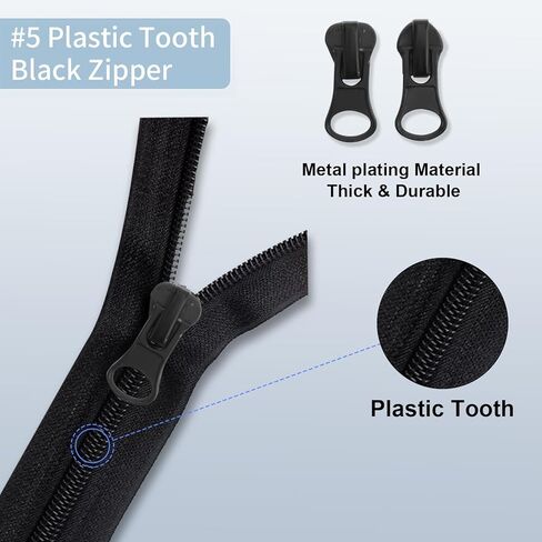 #5 Zipper Repair Kit (48 Pcs), Universal Replacement Sliders & Stops – Fix for Jackets, Coats, Bags, Boots, Plastic & Metal Zippers, DIY Quick Repair Solution in Saudi Arabia