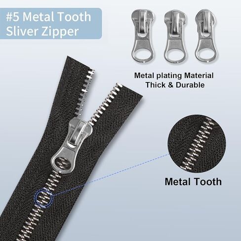 #5 Zipper Repair Kit (48 Pcs), Universal Replacement Sliders & Stops – Fix for Jackets, Coats, Bags, Boots, Plastic & Metal Zippers, DIY Quick Repair Solution in Saudi Arabia