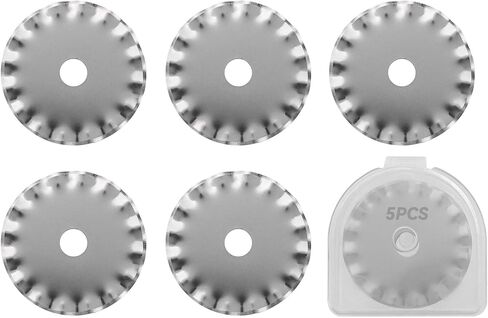 Yakamoz 5Pcs 28mm Pinking Rotary Cutter Blades - Wave Rotary Blades Replacement Pinking Circular Refill Blade Paper Fabric Cutting Tool for Quilting - Fits for Olfa Fiskars in Saudi Arabia