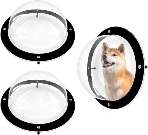 2 Pack Dog Fence Window, 12.4 Inch Clear Pet Dome, Transparent Plastic Pet Peek Window for Playground, Doggie Fence Domes, Supplies for Dog Cat Horse, 12.4 x 4.9 Inch (Clear) in Saudi Arabia
