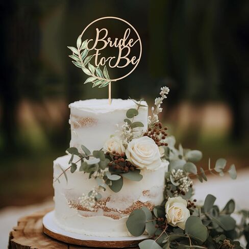 قطعة علوية للكيك من Bride to Be مصنوعة من الخشب الأخضر لحفلات الزفاف وحفلات العزوبية لتزيين الكيك in Kuwait