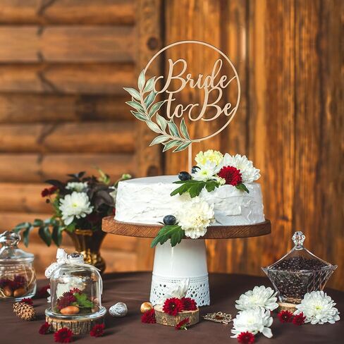 قطعة علوية للكيك من Bride to Be مصنوعة من الخشب الأخضر لحفلات الزفاف وحفلات العزوبية لتزيين الكيك in Kuwait