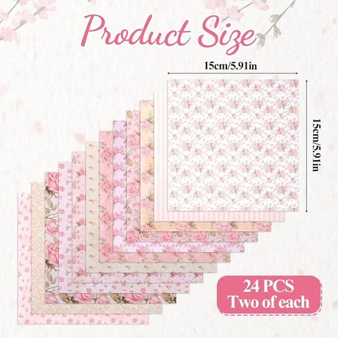 24 Sheets 6 X 6 Inch Scrapbook Paper, Pastel Floral Patterns Decorative Craft Paper, Folded Flat for DIY Background Cards Art Photo Album Decor Junk Journals Decoration in Saudi Arabia