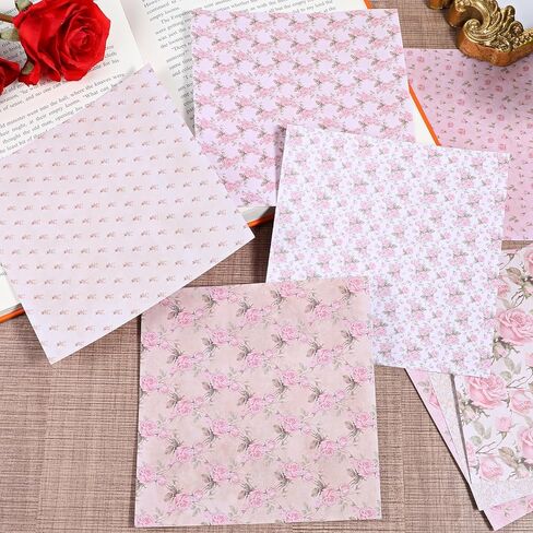 24 Sheets 6 X 6 Inch Scrapbook Paper, Pastel Floral Patterns Decorative Craft Paper, Folded Flat for DIY Background Cards Art Photo Album Decor Junk Journals Decoration in Saudi Arabia