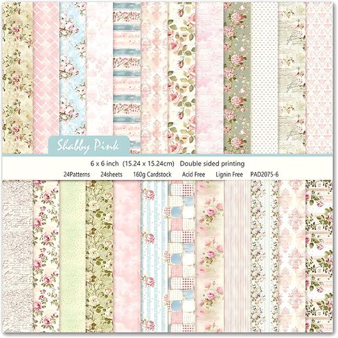 ورق قصاصات الزهور الوردية مقاس 6 × 6 مزدوج الجوانب بنمط الأزهار لوحة ورق حرفية مزخرفة لصنع البطاقات DIY ألبومات الصور غير المرغوب فيها 24 ورقة in Kuwait