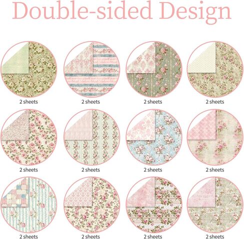 ورق قصاصات الزهور الوردية مقاس 6 × 6 مزدوج الجوانب بنمط الأزهار لوحة ورق حرفية مزخرفة لصنع البطاقات DIY ألبومات الصور غير المرغوب فيها 24 ورقة in Kuwait