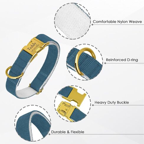 Personalized Dog Collar with Gold Metal Buckle, Velvet Custom Dog Collars for Small, Medium & Large Dogs – Puppy Collars with Metal Buckle, 4 Sizes, 8 Colors (Light Brown, S, 9"-12") in Saudi Arabia