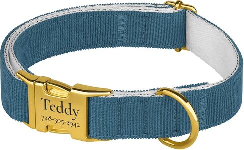 Personalized Dog Collar with Gold Metal Buckle, Velvet Custom Dog Collars for Small, Medium & Large Dogs – Puppy Collars with Metal Buckle, 4 Sizes, 8 Colors (Light Brown, S, 9"-12") in Saudi Arabia