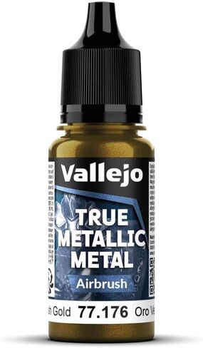 Vallejo - Greenish Gold Airbrush | True Metallic Metal TMM | Acrylic Colors for Painting Metal Effects on Fantasy, Historical, and Wargaming Miniatures | 18 ml (0.6 fl.oz.) in Saudi Arabia