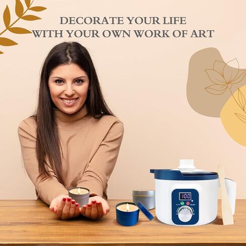 مجموعة صنع الشموع DIY للبالغين مع وعاء ذوبان الشمع الذكي، شمع الصويا، 12 برطمان، 8 قوالب شموع صغيرة، مجموعة صنع الشمع للشموع مع وعاء ذوبان الشمع الرقمي in Kuwait