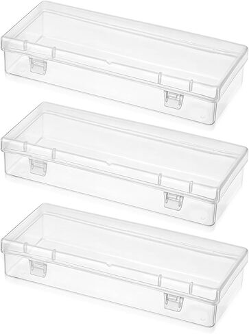 YBEATY 3 Pcs Small Plastic Storage Containers Clear Storage Boxes with Hinged Lids Transparent Organizers Cases Rectangular for Beads Jewelry Projects Game Pieces Other Art Craft Items in Saudi Arabia