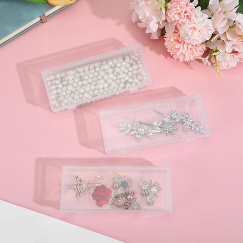 YBEATY 3 Pcs Small Plastic Storage Containers Clear Storage Boxes with Hinged Lids Transparent Organizers Cases Rectangular for Beads Jewelry Projects Game Pieces Other Art Craft Items in Saudi Arabia
