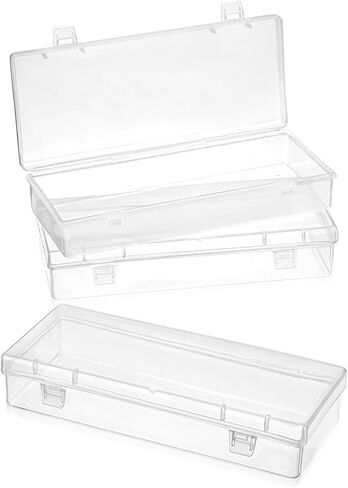 YBEATY 3 Pcs Small Plastic Storage Containers Clear Storage Boxes with Hinged Lids Transparent Organizers Cases Rectangular for Beads Jewelry Projects Game Pieces Other Art Craft Items in Saudi Arabia