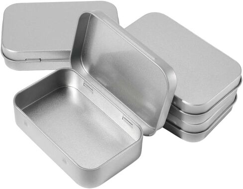 4 Pack 4 x 2.5 x 0.9 Inch Black Metal Hinged Tin Box Hinged Rectangle Box with Lid Small Mini Empty Iron Storage Portable Home Organizer Containers for Drawing Pin Candies Jewelry Crafts in Saudi Arabia
