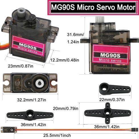 3 Pcs MG90S Micro Servo Motor Full Metal Gear Compatible with for Arduino Raspberry Pi RC DIY in Kuwait