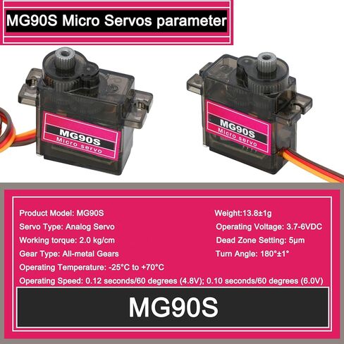 3 Pcs MG90S Micro Servo Motor Full Metal Gear Compatible with for Arduino Raspberry Pi RC DIY in Kuwait