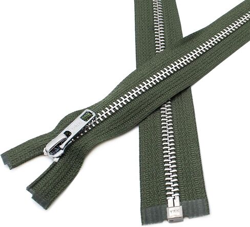 26" Jacket Zipper, YKK #5 Aluminum Metal ~ Medium Weight ~ Separating ~ 567 Olive Green (1 Zipper/Pack) in Saudi Arabia