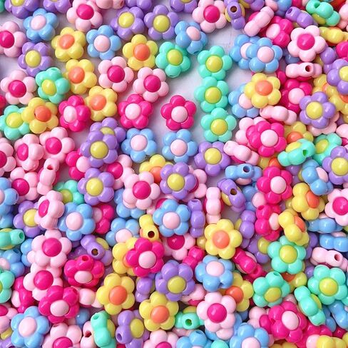 خرز زهرة اكريليك لصنع المجوهرات، متعدد الالوان، 16 ملم، حجم كبير، 100 قطعة، لوازم الحرف in Kuwait