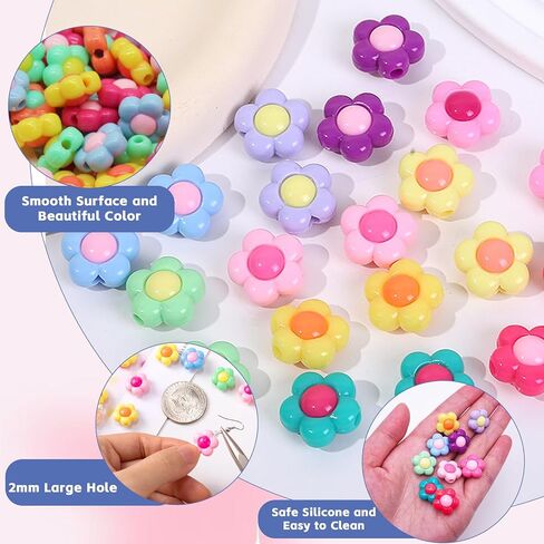 خرز زهرة اكريليك لصنع المجوهرات، متعدد الالوان، 16 ملم، حجم كبير، 100 قطعة، لوازم الحرف in Kuwait