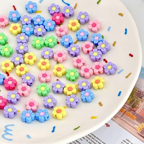 خرز زهرة اكريليك لصنع المجوهرات، متعدد الالوان، 16 ملم، حجم كبير، 100 قطعة، لوازم الحرف in Kuwait