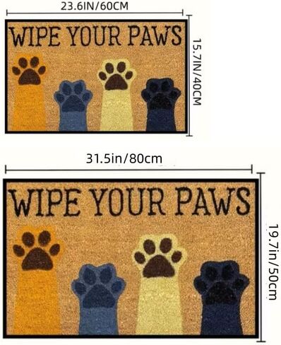 1pc Paw Print Doormat with Welcome Lettering & Paw Prints, Bathroom,Pet-Friendly Housewarming Gift for Cat Owners, Machine Washable Square Mat with Vibrant Paw Print Design Large(19.68 * 31.49in) in Saudi Arabia