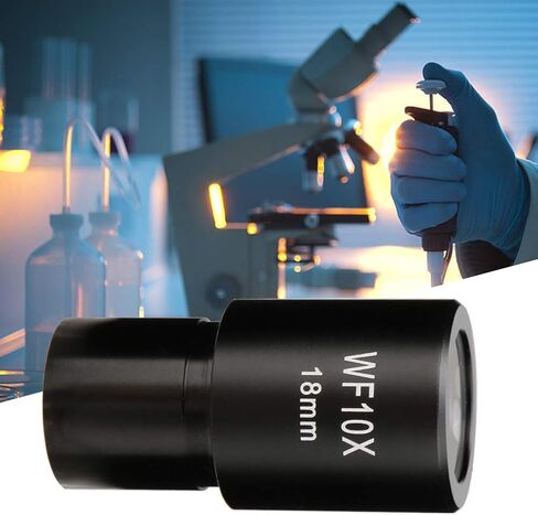 Biological Microscope Eyepiece WF10X 18mm Wide Angle Optical Lens with Scale Durable Metal Construction Bright Clear Image for Laboratory Research Science Education 23.2mm D in Kuwait