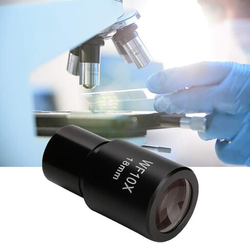 Biological Microscope Eyepiece WF10X 18mm Wide Angle Optical Lens with Scale Durable Metal Construction Bright Clear Image for Laboratory Research Science Education 23.2mm D in Kuwait