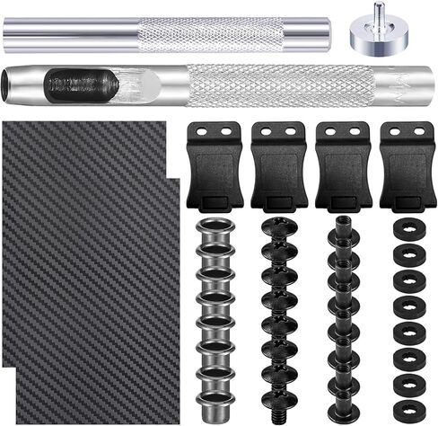 مجموعة صنع الحافظة بنفسك - أدوات صياغة جلدية مع مشابك، وأدوات ضبط يدوية للثقوب، وصفائح حرارية، ومسامير، ومثبتات وغسالات - مثالية لصناعة أغلفة السكاكين المخصصة وواقيات العارضة in Kuwait