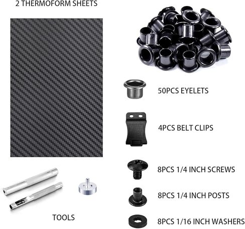 مجموعة صنع الحافظة بنفسك - أدوات صياغة جلدية مع مشابك، وأدوات ضبط يدوية للثقوب، وصفائح حرارية، ومسامير، ومثبتات وغسالات - مثالية لصناعة أغلفة السكاكين المخصصة وواقيات العارضة in Kuwait