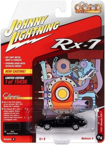 1/64 جوني لايتنينج 1981 RX-7 RX7 بريليانت بلاك دييكاست لعبة مجسمة سيارة - JLSP191A in Kuwait