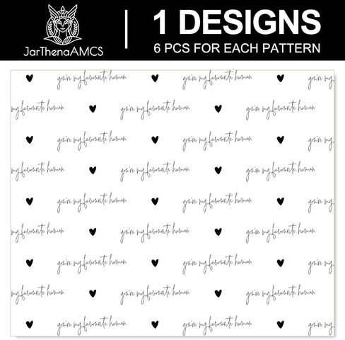 JarThenaAMCS Valentine's Day Wrapping Paper with Ribbon Tag -Not Roll-39.4 x 27.6 Inch Black Heart You're My Favorite Human Gift Wrap Art Paper for Bridal Baby Shower Birthday DIY Craft, 6 Sheet in Saudi Arabia