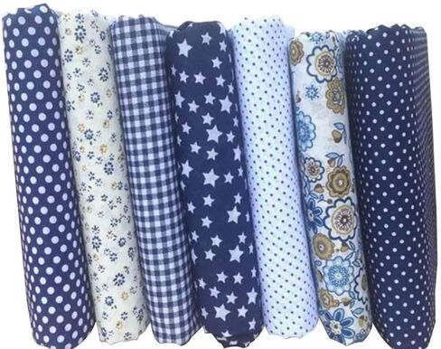 7pcs 10" x 10" (25cm x 25cm) Top Cotton Craft Fabric, Dark Blue Bundle Squares Patchwork, Craft and Hobby Fabric, DIY Sewing Scrapbooking Quilting Floral Dot Pattern Fabric, DIY Sewing Accessory in Saudi Arabia