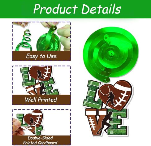 Tomario 53PCS Football Party Decorations Kit, Touch Down Go Team Football Theme Paper Banner Triangle Flags Banner Hanging Swirl - Football Game Day Party Decorations in Saudi Arabia