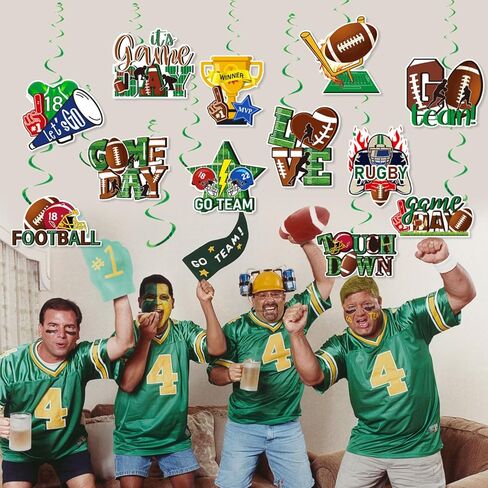 Tomario 53PCS Football Party Decorations Kit, Touch Down Go Team Football Theme Paper Banner Triangle Flags Banner Hanging Swirl - Football Game Day Party Decorations in Saudi Arabia