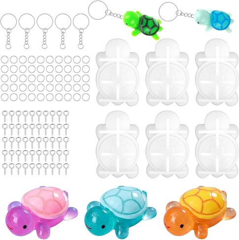 6 PCS Mini Turtle Silicone Mold Cute Tortoise Silicone Mould Resin Mold Silicones Molds for Epoxy Resins Casting Epoxy Resin Craft Molds for Keychain Pendant Jewelry Making in Saudi Arabia