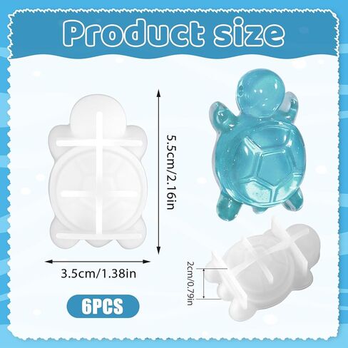 6 PCS Mini Turtle Silicone Mold Cute Tortoise Silicone Mould Resin Mold Silicones Molds for Epoxy Resins Casting Epoxy Resin Craft Molds for Keychain Pendant Jewelry Making in Saudi Arabia