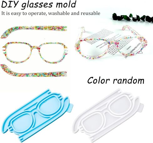 ZORZA 2Pcs Eyeglasses Shaped Mold DIY Flexible Eyeglasses Glasses Frames Crystal Epoxy Mold Decor(Color Random) in Saudi Arabia